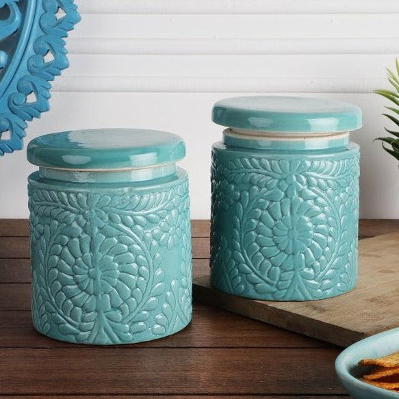 Handcrafted Multi Utility Storage Jars | Set of 2 | Multiple Colors