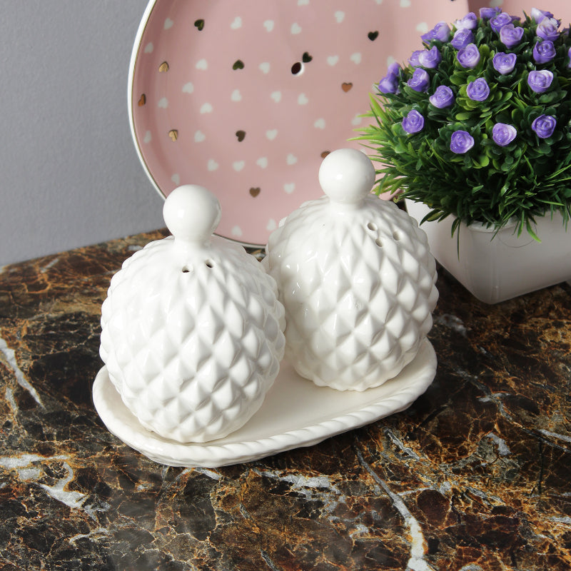 Large Pineapple Salt & Pepper Shakers with Stand