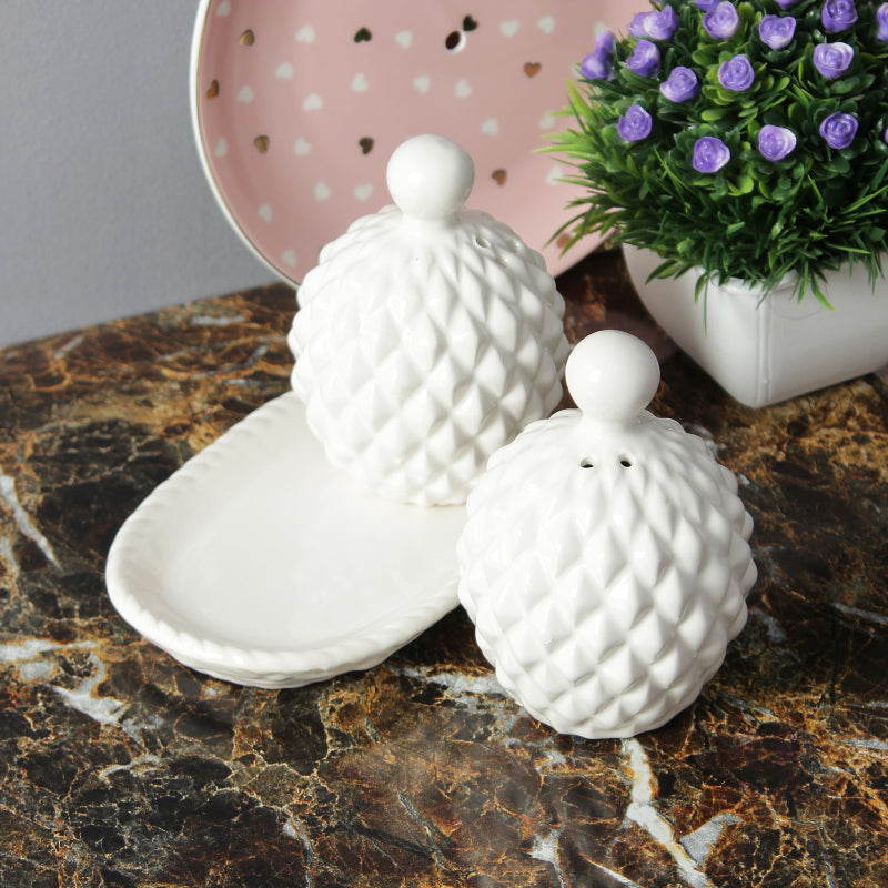 Large Pineapple Salt & Pepper Shakers with Stand