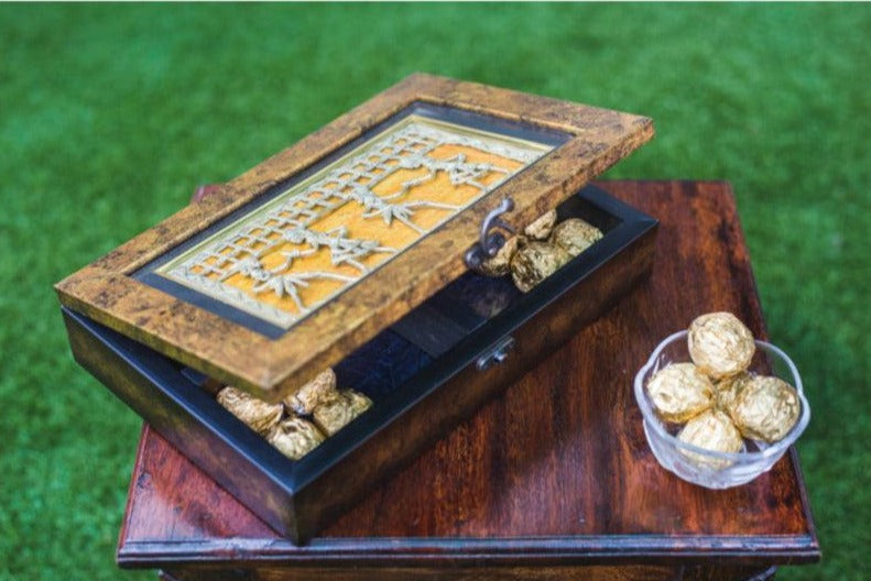 Dhokra Art Wooden Multi Utility Box