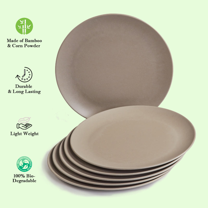 Bamboo Fibre Plate | 8 inches | Set of 6 | Multiple Designs