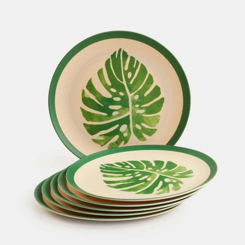 Bamboo Fibre Plate | 10 inches | Set of 6 | Multiple Designs