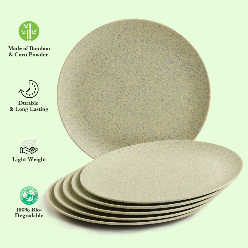 Bamboo Fibre Plate | 10 inches | Set of 6 | Multiple Designs