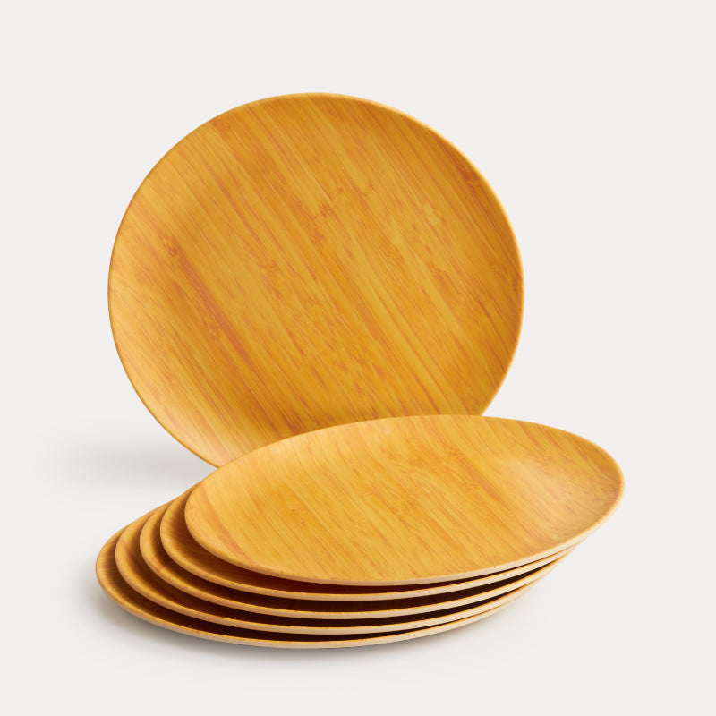 Bamboo Wooden Fibre Plate | Set of 6 | Multiple Sizes