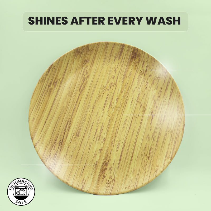 Bamboo Wooden Fibre Plate | Set of 6 | Multiple Sizes