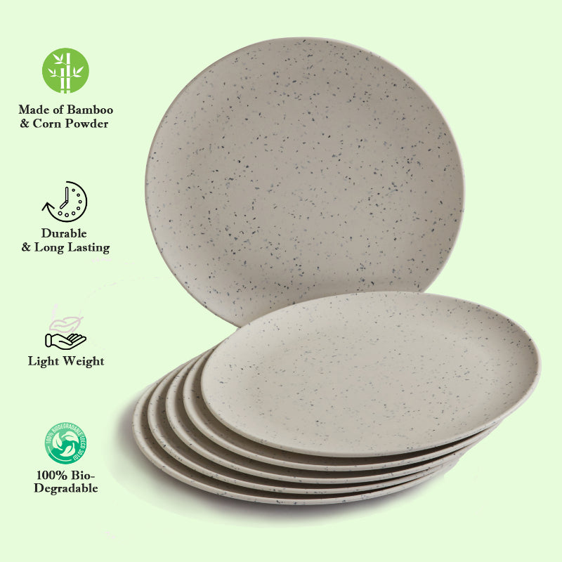 Bamboo Wooden Fibre Plate | Set of 6 | Multiple Sizes