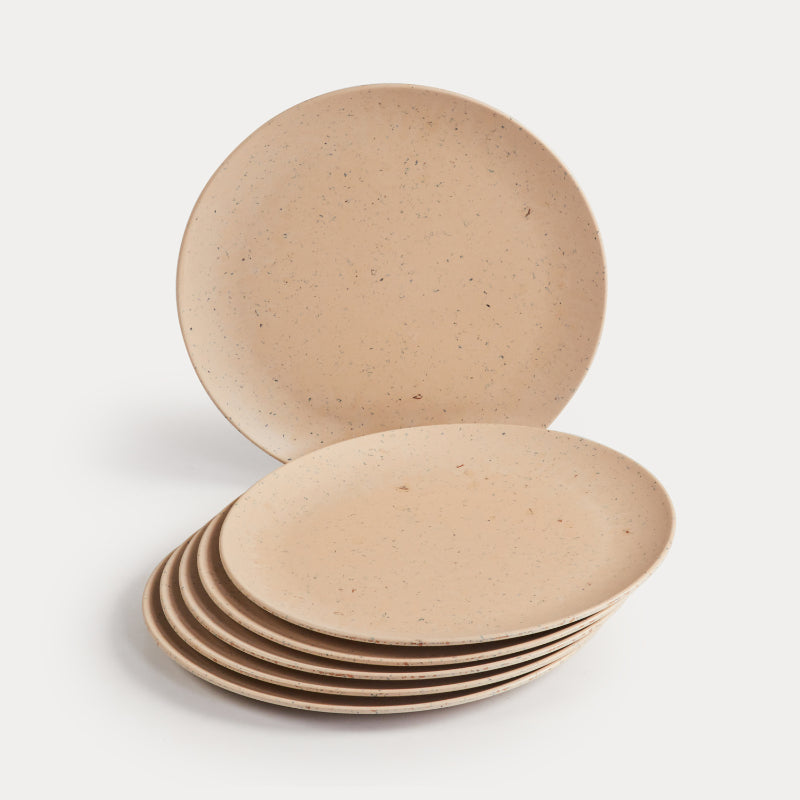 Bamboo Wooden Fibre Plate | Set of 6 | Multiple Sizes