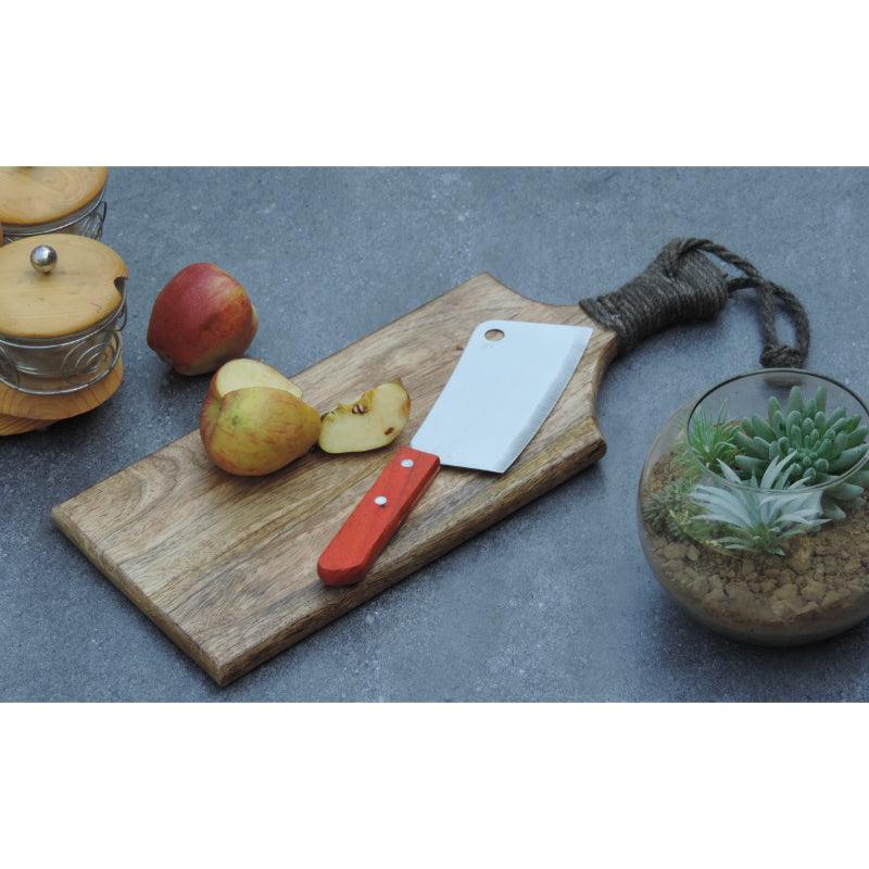 Wooden Chopping Board with Grey Handle