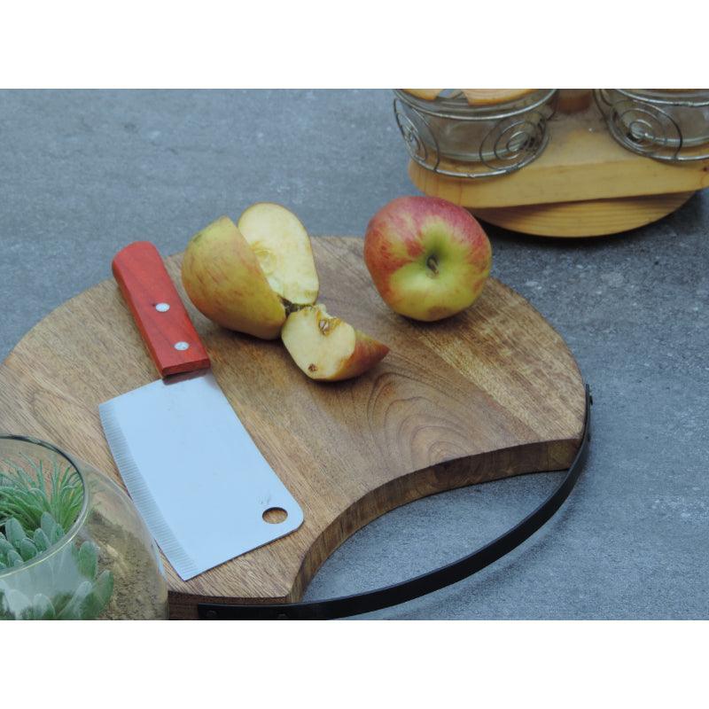 Wooden Oval Chopping Board with Metal Handle
