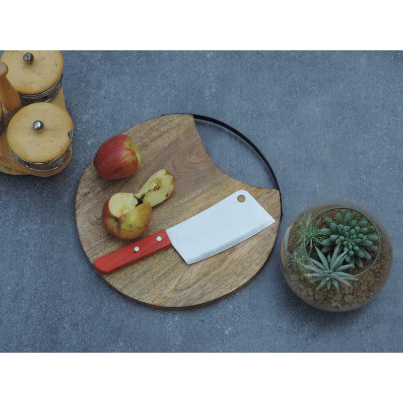 Wooden Oval Chopping Board with Metal Handle