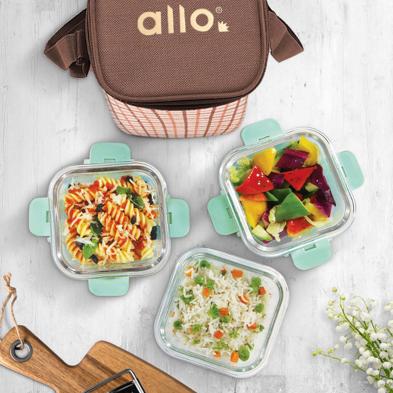 Averll Safe Glass Lunch box  | Set Of 3 | Multiple Colors