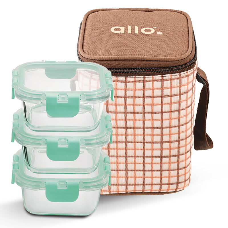 Averll Safe Glass Lunch box  | Set Of 3 | Multiple Colors