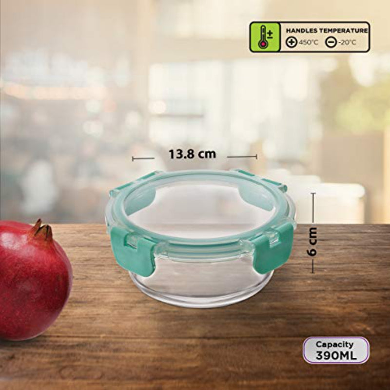 Azley  Safe Glass Lunch box with Break Free Detachable Lock | Set Of 4 | Multiple Colors