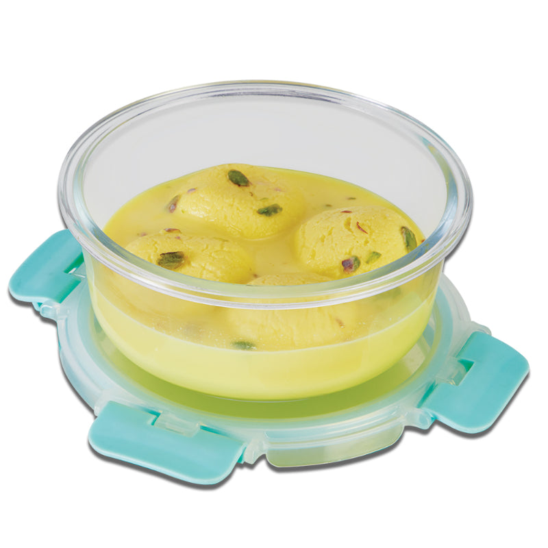 Ayame Safe Glass Container with Break Free Detachable Lock Round 635ml | Set Of 2, 3, 4