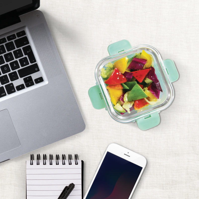 Aspen Safe Glass Lunch box with Break Free Detachable Lock | Set Of 4 | Multiple Colors