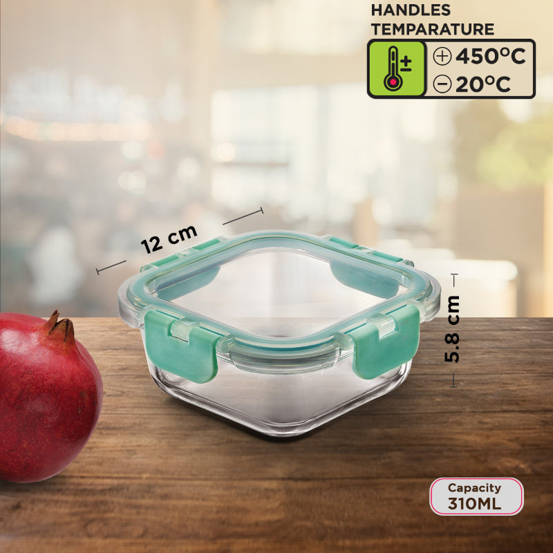 Aspen Safe Glass Lunch box with Break Free Detachable Lock | Set Of 4 | Multiple Colors