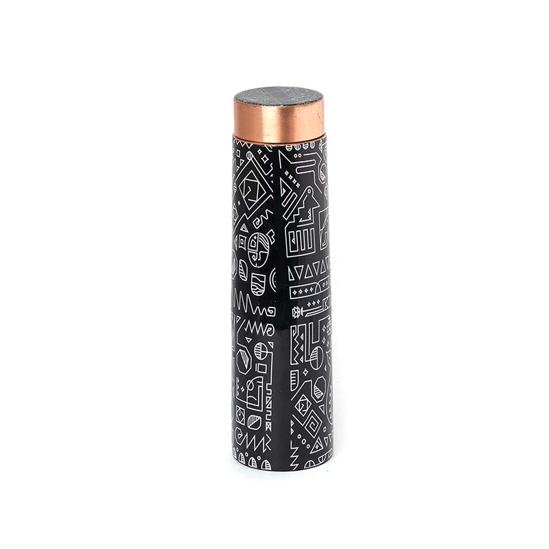 Handpainted Copper Bottle Showcasing Indigenous Artforms