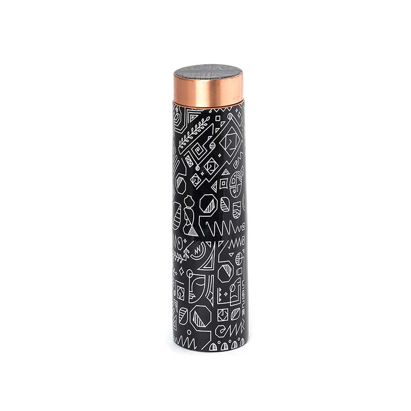 Handpainted Copper Bottle Showcasing Indigenous Artforms
