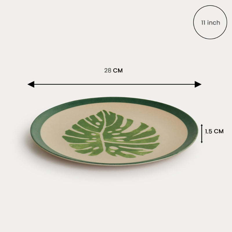 Bamboo Fibre Dinner Sets  | Set of 12 | Leaf Design, Wooden Design, Stonewash, Cement
