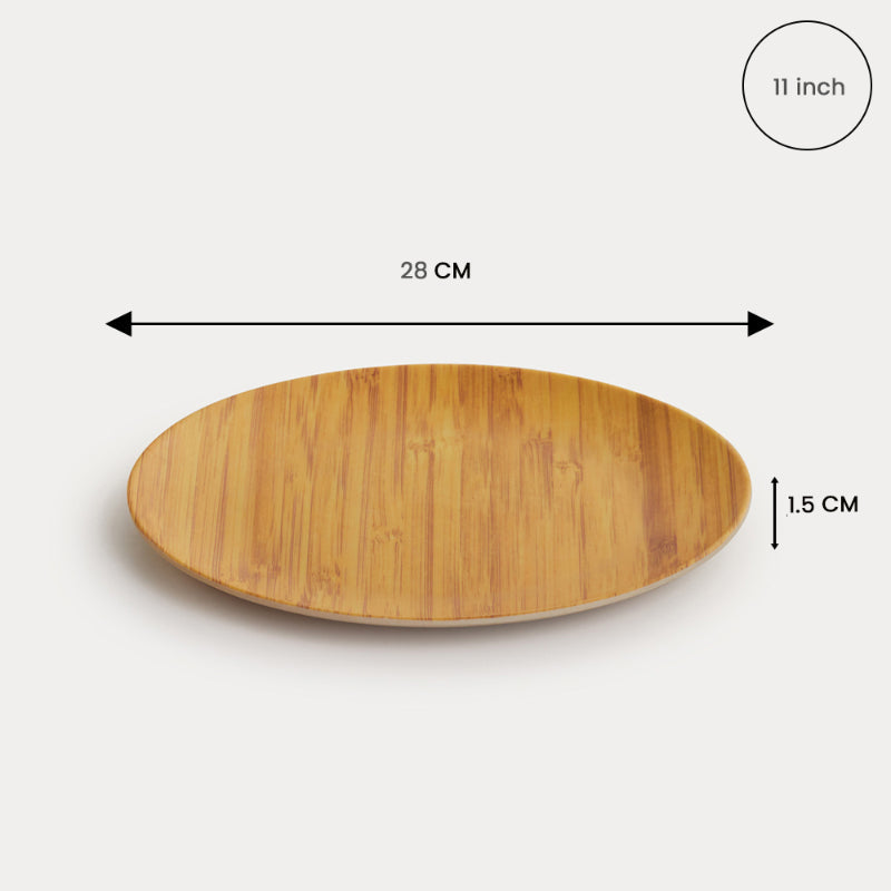 Bamboo Fibre Dinner Sets  | Set of 12 | Leaf Design, Wooden Design, Stonewash, Cement