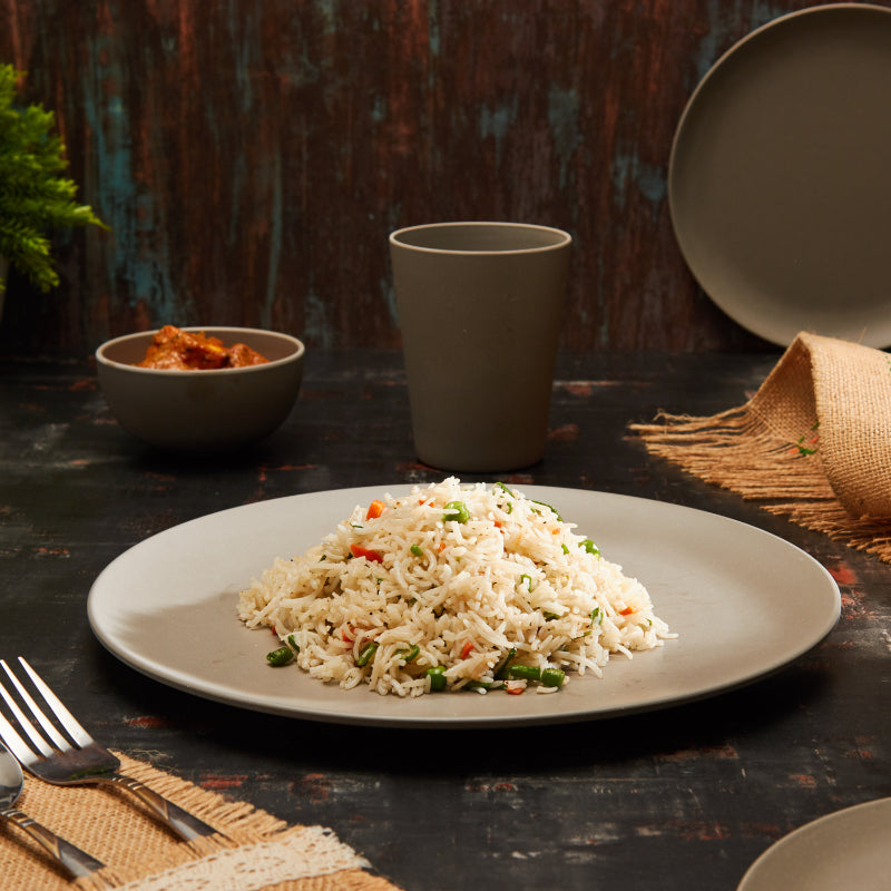 Bamboo Fibre Dinner Sets  | Set of 12 | Leaf Design, Wooden Design, Stonewash, Cement