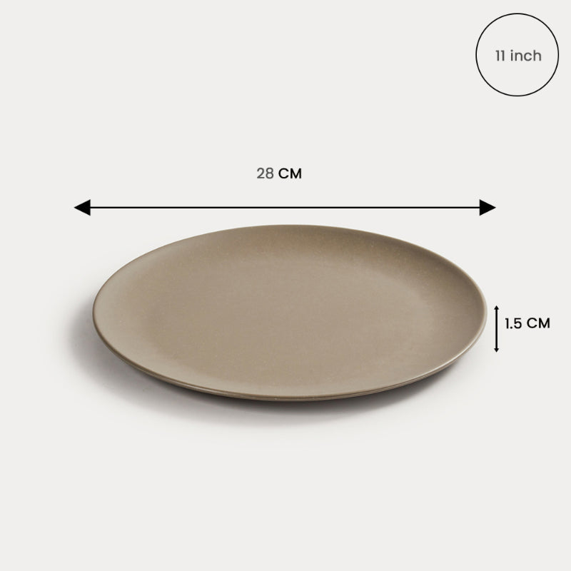 Bamboo Fibre Dinner Sets  | Set of 12 | Leaf Design, Wooden Design, Stonewash, Cement