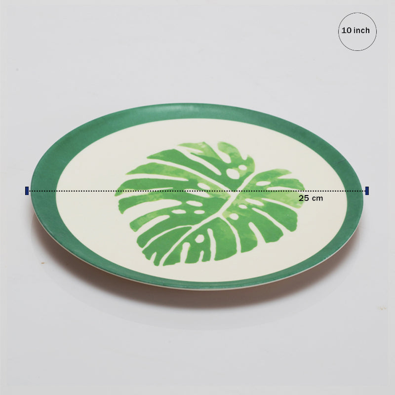 Bamboo Fibre Dinner Sets  | Set of 12 | Leaf Design, Wooden Design, Stonewash, Cement