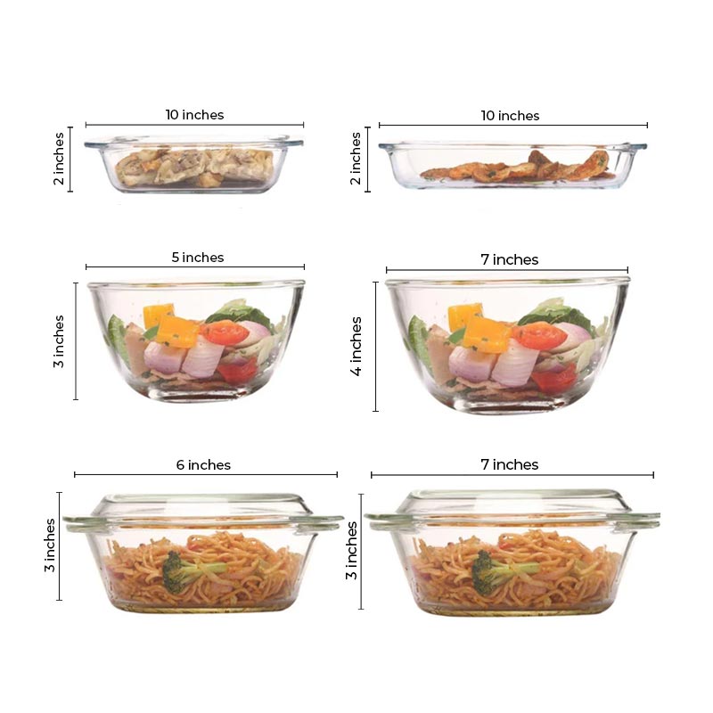 Glass All-Purpose Combo: Bowls, Dishes & Casseroles | Set of 6