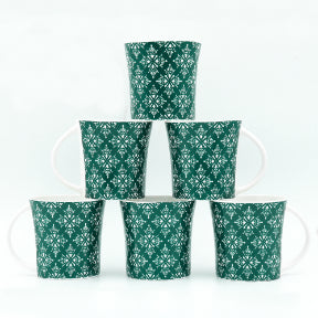 Arabesque Flower Pattern Cups Cups | 160 ml | Set of 6 | Multiple Colors