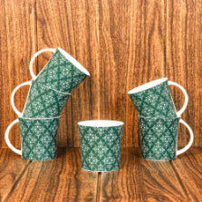 Arabesque Flower Pattern Cups Cups | 160 ml | Set of 6 | Multiple Colors