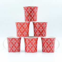 Arabesque Flower Pattern Cups Cups | 160 ml | Set of 6 | Multiple Colors