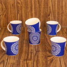 Abstract Lotus Pattern Cups | 160 ml | Set of 6 | Multiple Colors