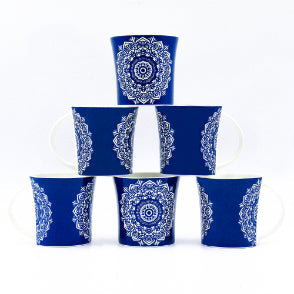 Abstract Lotus Pattern Cups | 160 ml | Set of 6 | Multiple Colors