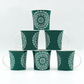 Abstract Lotus Pattern Cups | 160 ml | Set of 6 | Multiple Colors