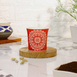 Abstract Lotus Pattern Cups | 160 ml | Set of 6 | Multiple Colors