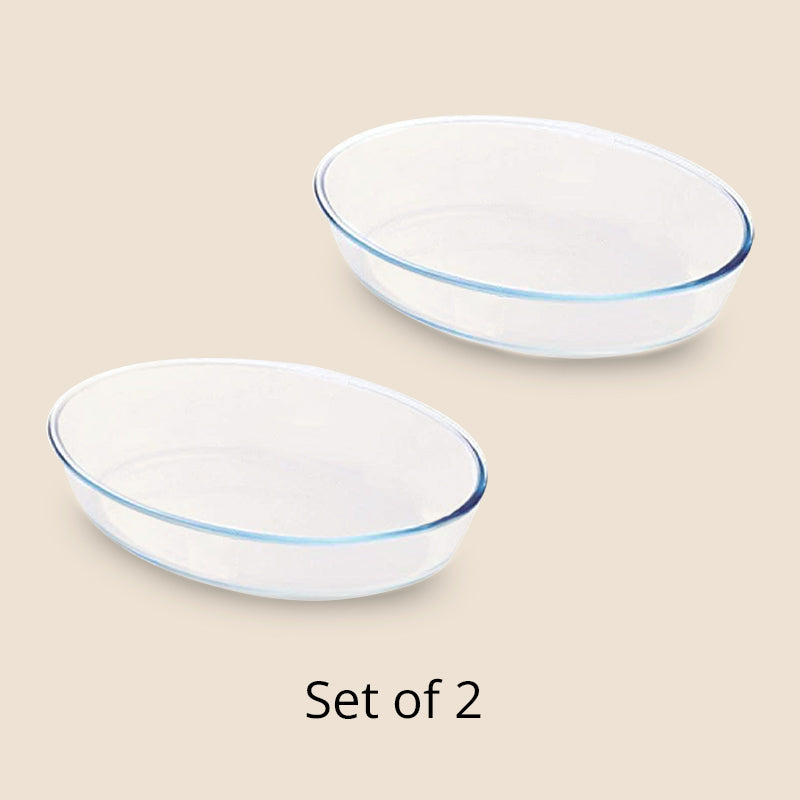 Borosilicate Glass Oval Baking Dish Microwave Oven Safe | 1.6L | Single, Set of 2 & 4