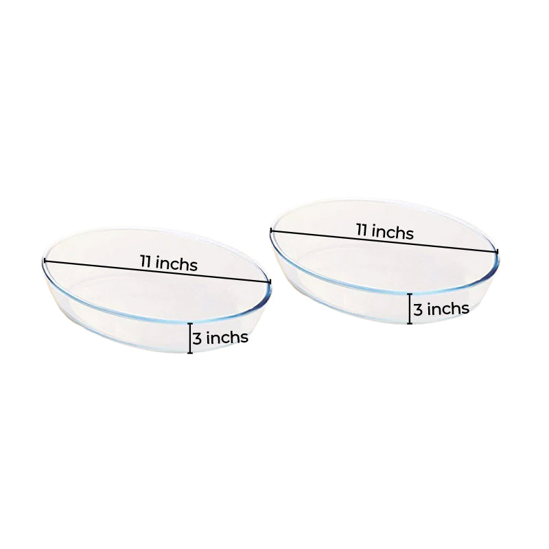 Borosilicate Glass Oval Baking Dish Microwave Oven Safe | 1.6L | Single, Set of 2 & 4