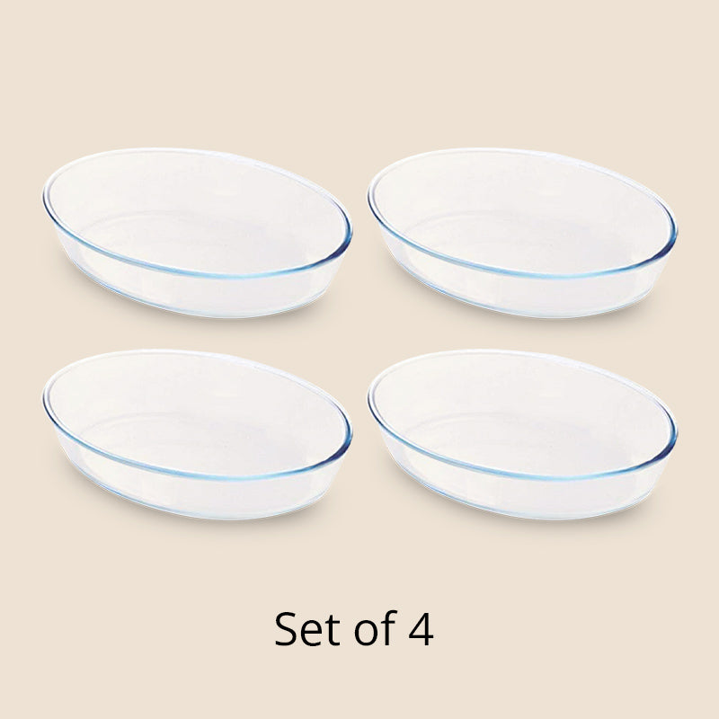 Borosilicate Glass Oval Baking Dish Microwave Oven Safe | 1.6L | Single, Set of 2 & 4