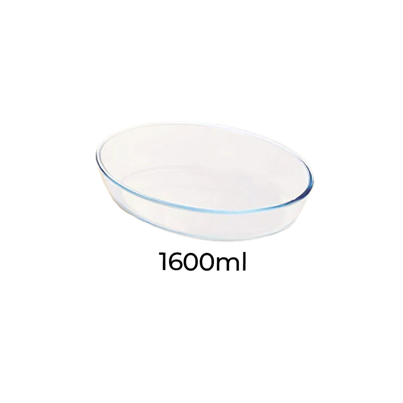 Borosilicate Glass Oval Baking Dish Microwave Oven Safe | 1.6L | Single, Set of 2 & 4
