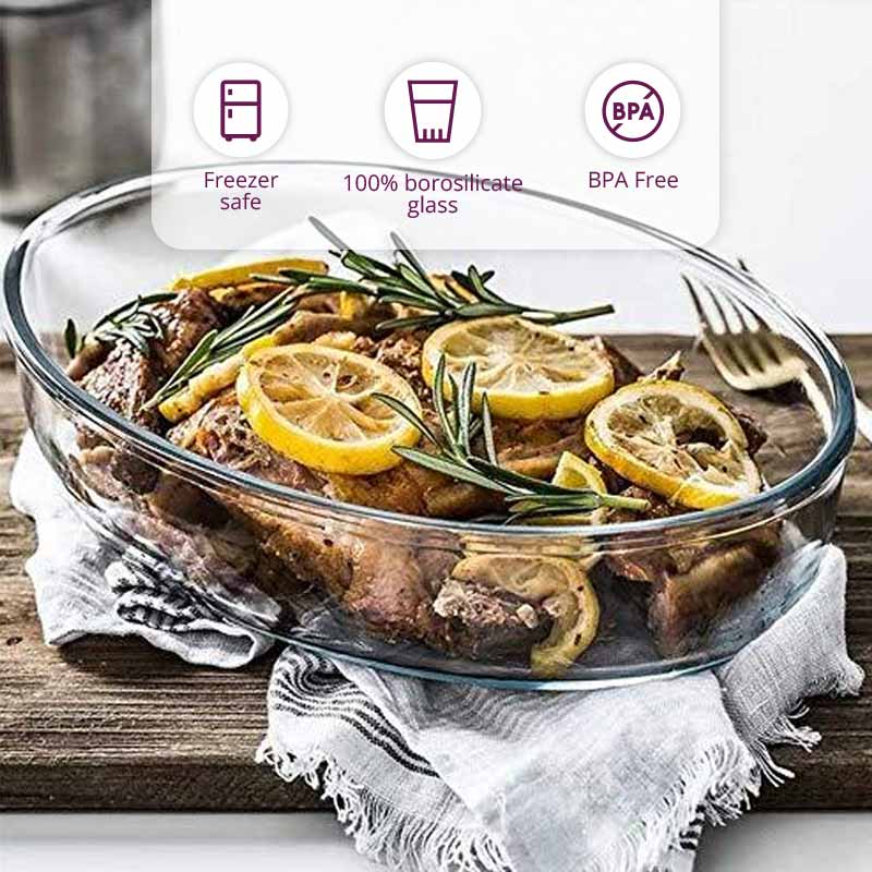 Borosilicate Glass Oval Baking Dish Microwave Oven Safe | 1.6L | Single, Set of 2 & 4