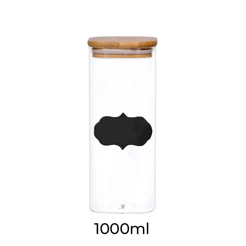 Glass Bamboo Lid Air Tight Jar | 1L