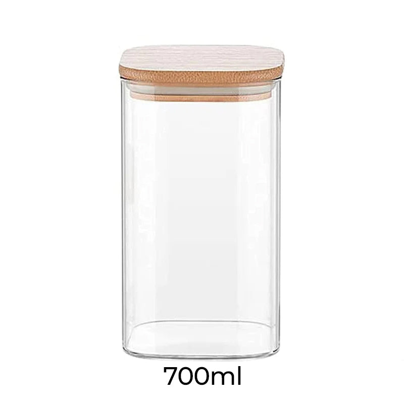 Glass Bamboo Lid Air Tight Jar | 700 ml