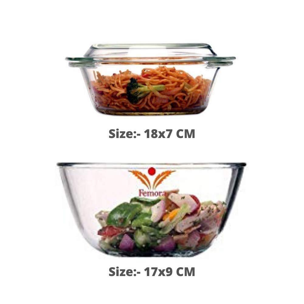 Borosilicate Mixing Bowls & Serving Casseroles Combo | Set of 4