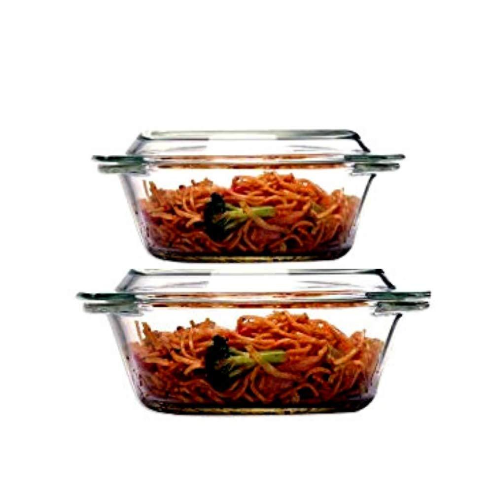 Borosilicate Glass Multipurpose Casseroles | 700 ml & 1L | Set of 2