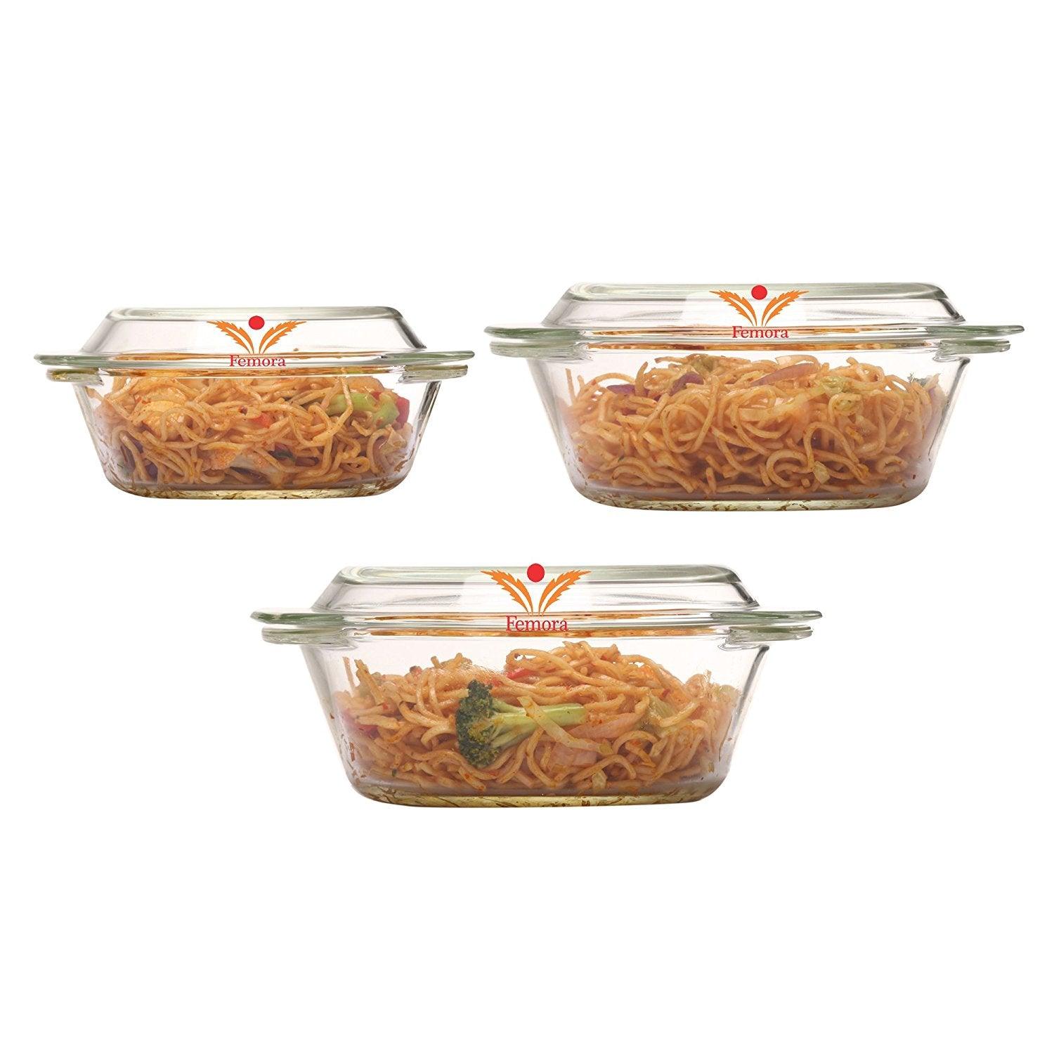 Borosilicate Glass Multipurpose Casseroles | 700 ml & 1L | Set of 2