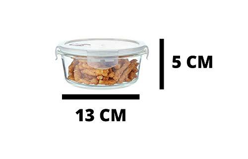 Borosilicate Glass Round Container Grey Black Canvas Lunch Box | 380 ml | Set of 3