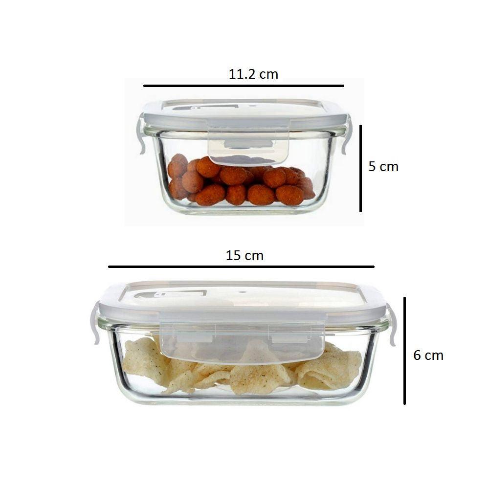 Glass Container Lunch Box | Set of 3 (1 Rectangle + 2 Round)