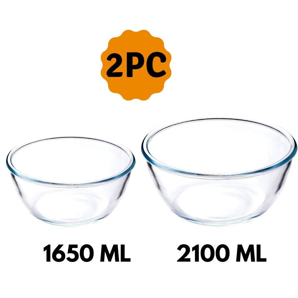 Glass All-Purpose Mixing Bowls | 1.6L & 2.1L | Set of 2