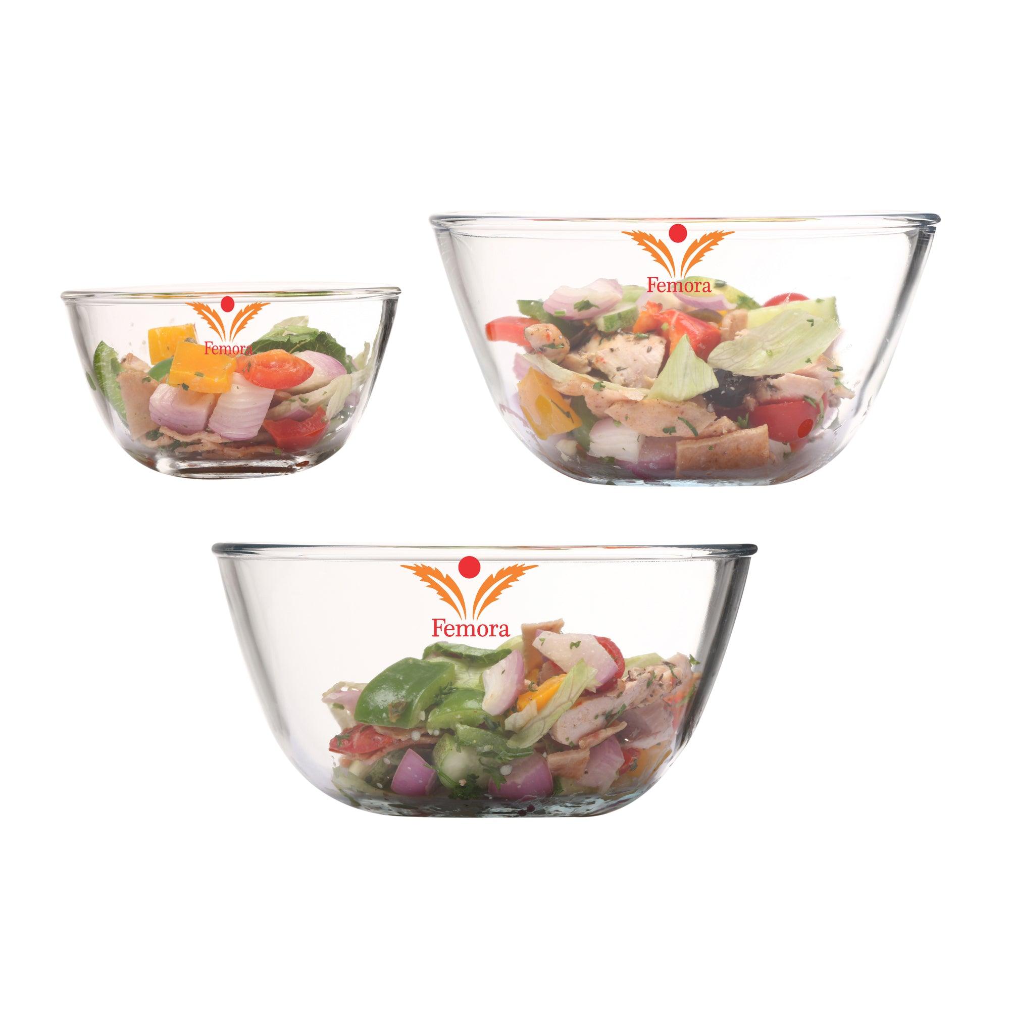 Glass All-Purpose Mixing Bowls | 400 ml, 1.6L & 2.1L | Set of 3