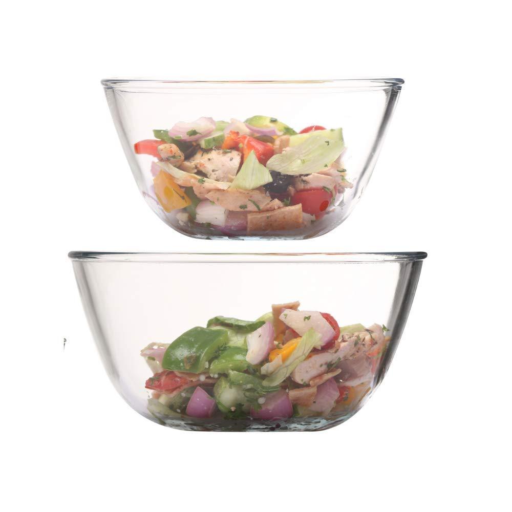 Glass All-Purpose Mixing Bowls | 1L & 2.1L | Set of 2